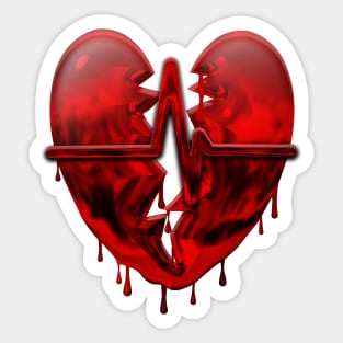 Broken Heart Bleeding Heart Heart Beat Heart Pulse Sticker